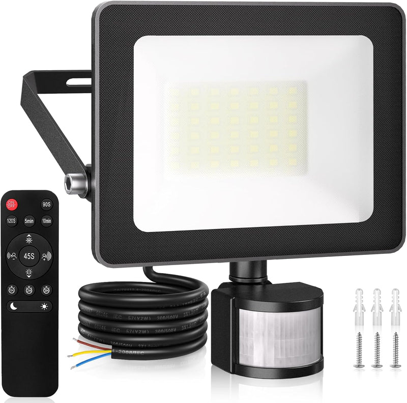 MEIKEE 35W LED Strahler mit Bewegungsmelder Aussen 3440LM 6500K Kaltweiss 3 Modi 10 Helligkeitsstufe