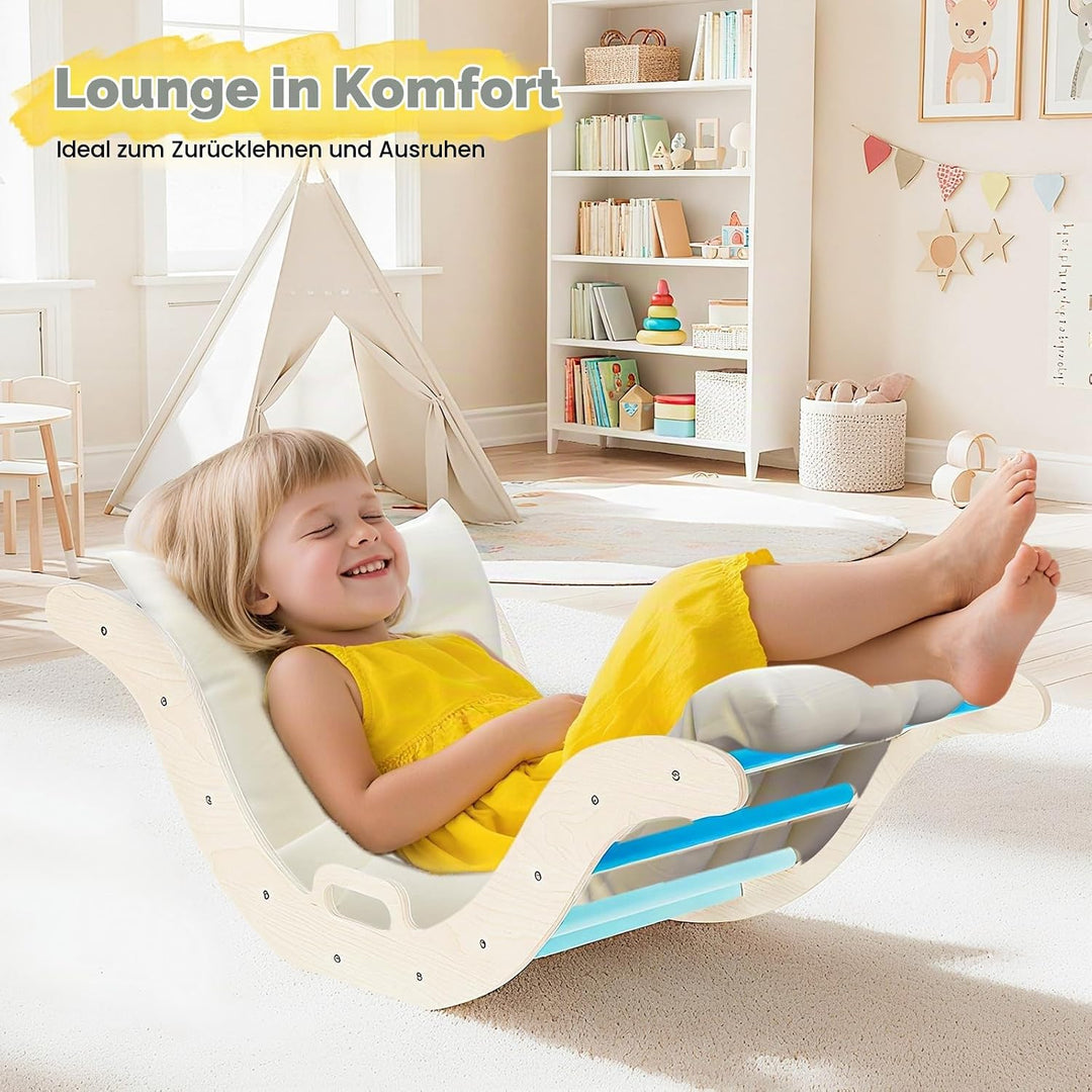 Klettergerüst für Kleinkinder, Kletterleiter aus Holz für Kinder mit gemütlichem Kissen, Indoor-Mont