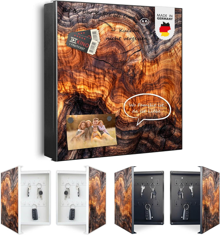 banjado Grosser Schlüsselkasten Glas - Schlüsselbox 30x30cm mit 50 Haken - Schlüsselkasten modern fü