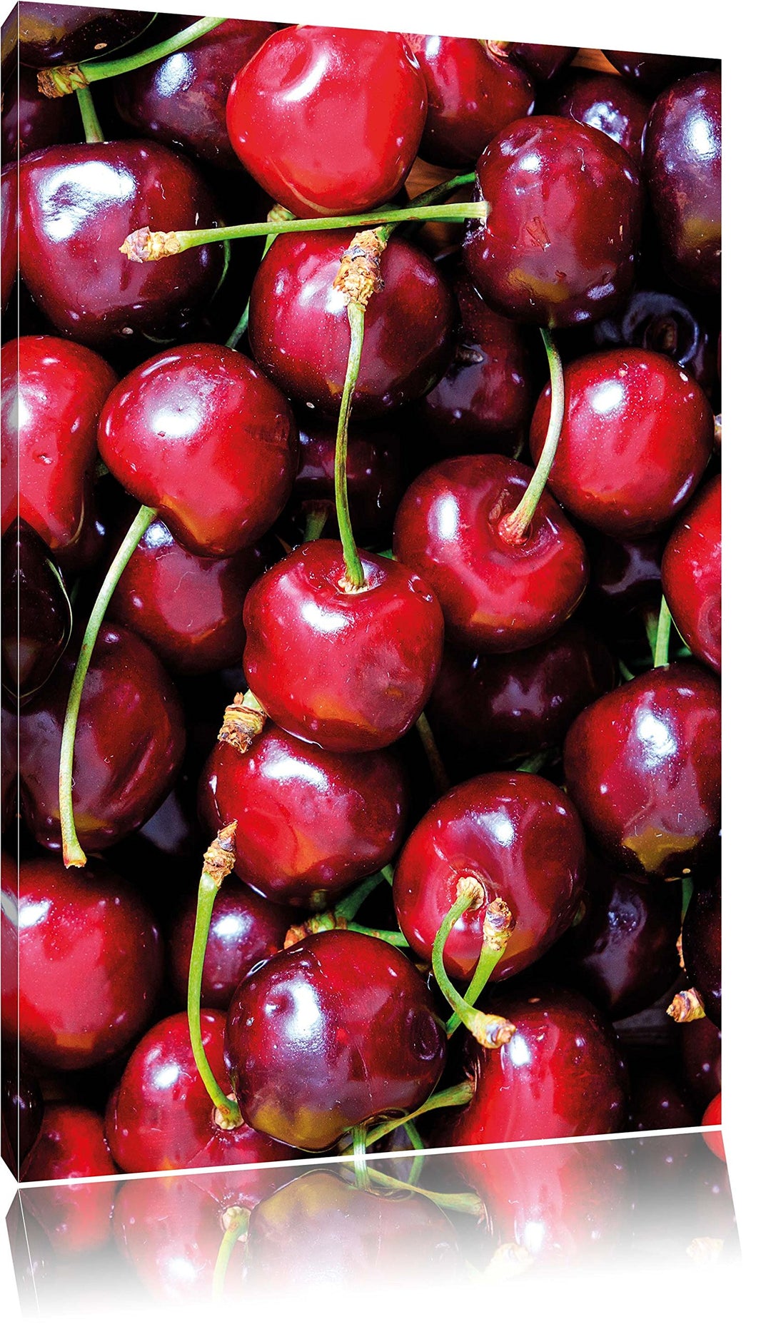 Cherry Kirschen Fruit, Format: 100x70 auf Leinwand, XXL riesige Bilder fertig gerahmt mit Keilrahmen