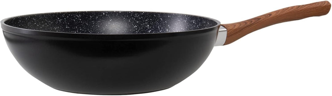 Wenco Wok-Pfanne, Ø 28 cm, Induktionsgeeignet, Aluminium mit PFOA-freier Antihaftbeschichtung, Schwa
