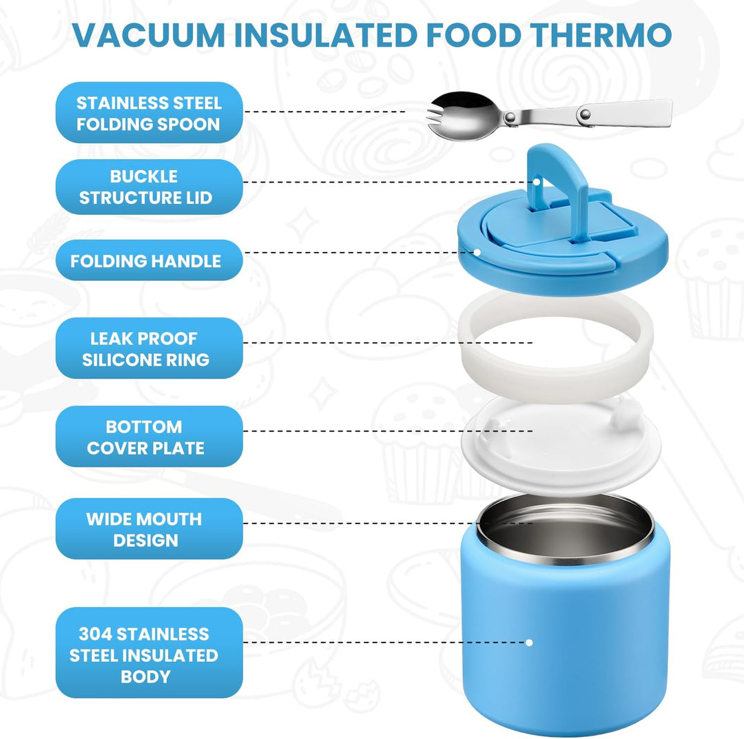Itslife Thermobehälter für Essen 760ml, Edelstahl Warmhaltebehälter Essen mit Löffel, Thermo Lunchbo