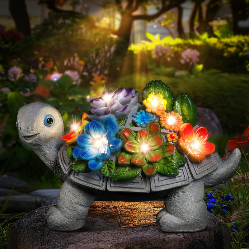 Linkax Geschenke für Frauen Mama, Solar Gartenfiguren Schildkröte Gartendeko für Draussen, mit 7 LED