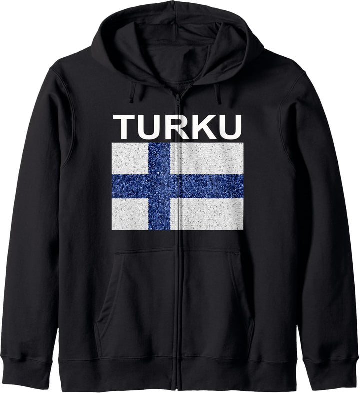 Flagge von Finnland mit der finnischen Stadt Turku Kapuzenjacke