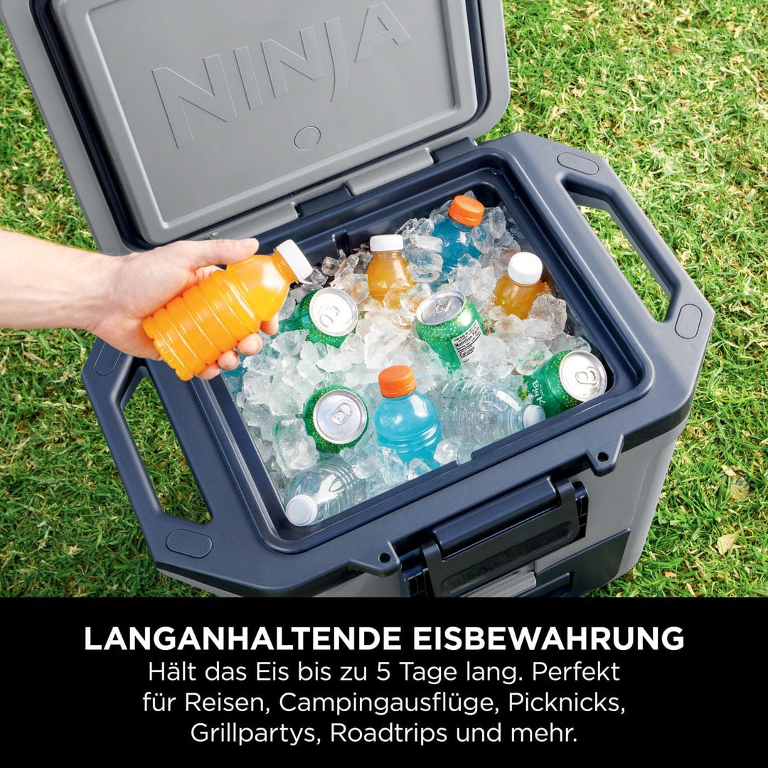 Ninja FrostVault Hard Cooler 47L, Premium isolierte Kühlbox, hält EIS bis zu 6 Tage 28l Grau, 28l Gr