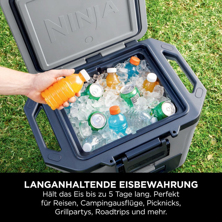 Ninja FrostVault Hard Cooler 47L, Premium isolierte Kühlbox, hält EIS bis zu 6 Tage 28l Grau, 28l Gr