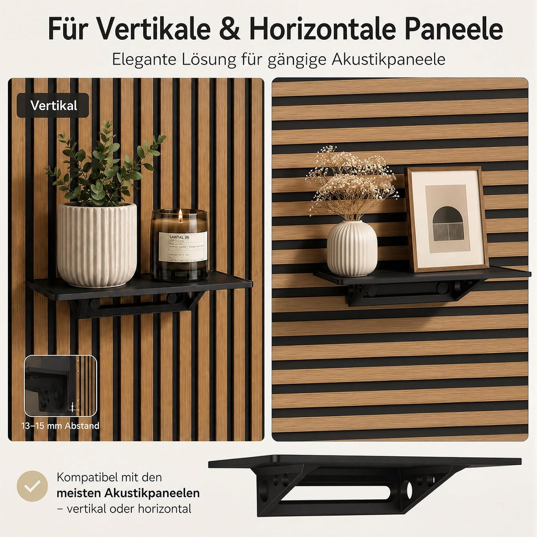 2er Set Regal für Akustikpaneele Ohne Bohren Wandpaneele 20x10cm | Zubehör Akustikpaneele für Vertik