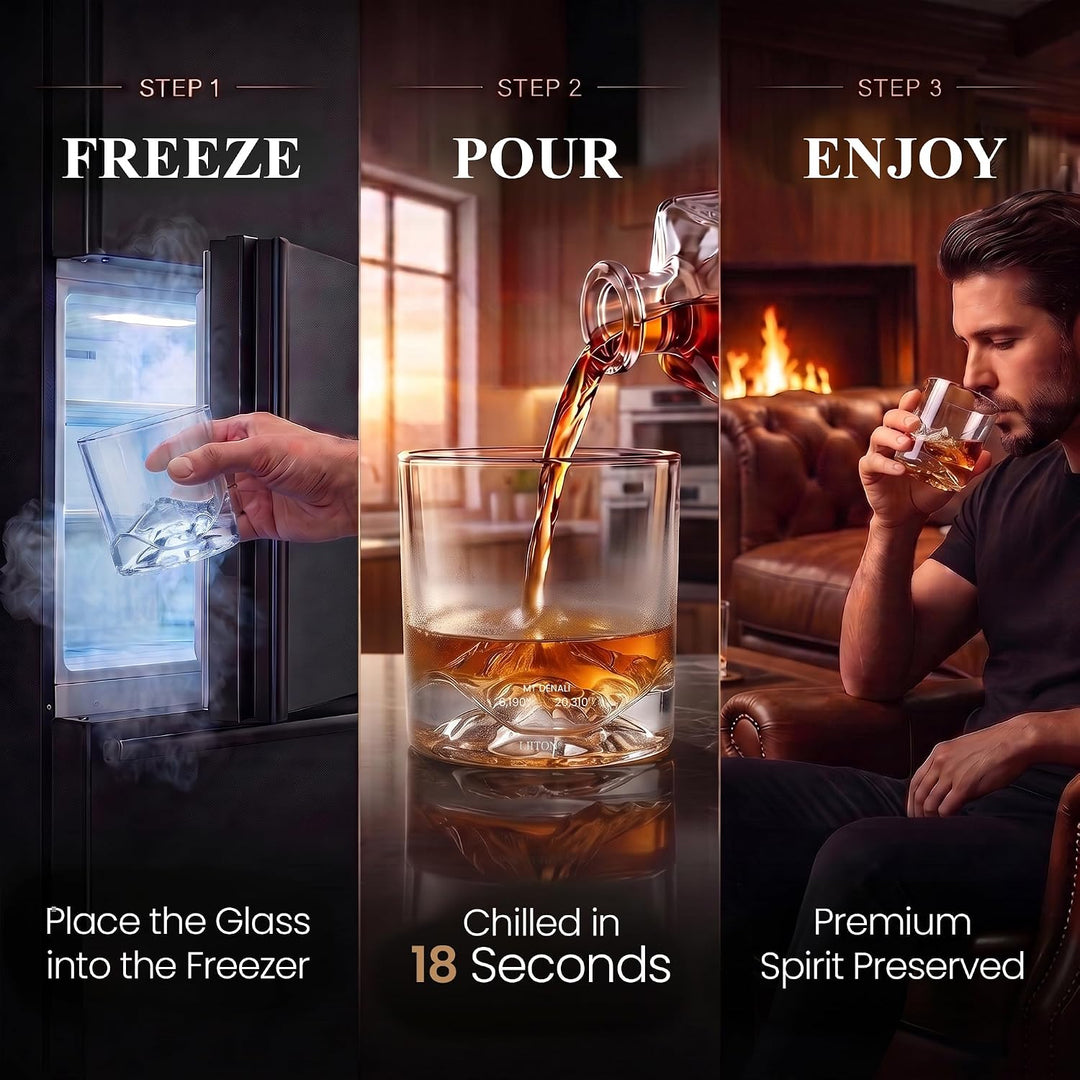 LIITON Exklusiv Whisky Gläser Set Denali 2-teilig aus Kristallglas, Tumblergläser, Geschenke für Män