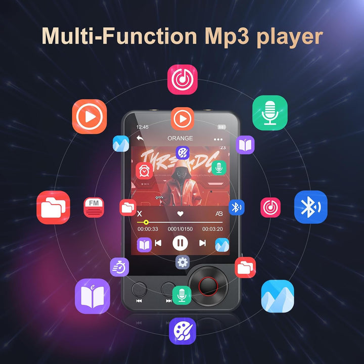 128GB MP3-Player mit Bluetooth 5.3, Oilsky 2,4'' tragbarer Touchscreen Musikplayer mit Lautsprecher,