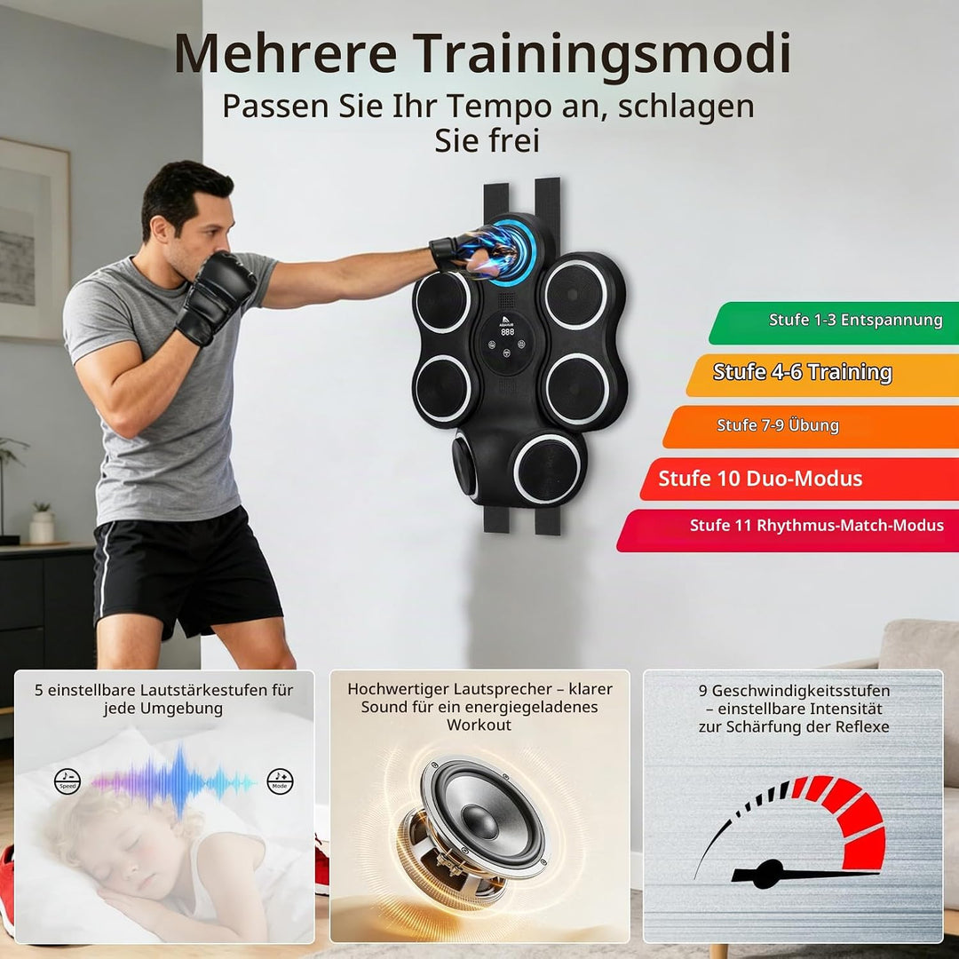 Abahub Music Boxing Machine for Adults &amp; Kids, Home Fitness Equipment with Gloves, Wall Mounted Inte