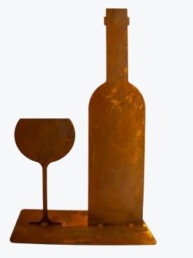 Generisch NEU !! Vinothek ca. 40 cm hoch aus Metall in Edelrost Rost Dekoration Weinglas Weinflasche