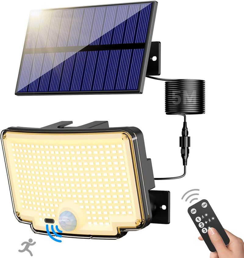 nipify 310LED Warmweiss Solarlampen für Aussen mit Bewegungsmelder, 3 Modi Solarleuchte Aussenleucht