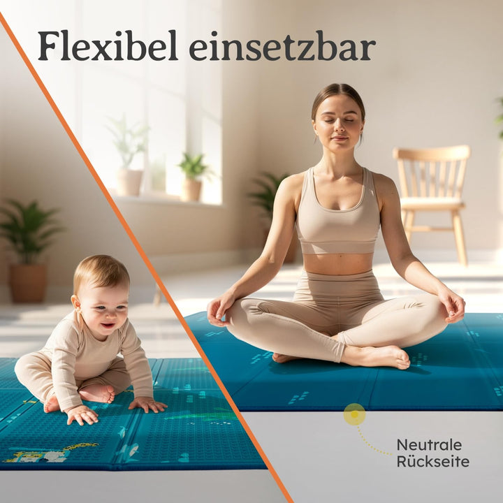 Laleni Krabbelmatte Baby 120x150x1 cm - wasserdichte Spielmatte Baby faltbar - isolierende Bodenmatt