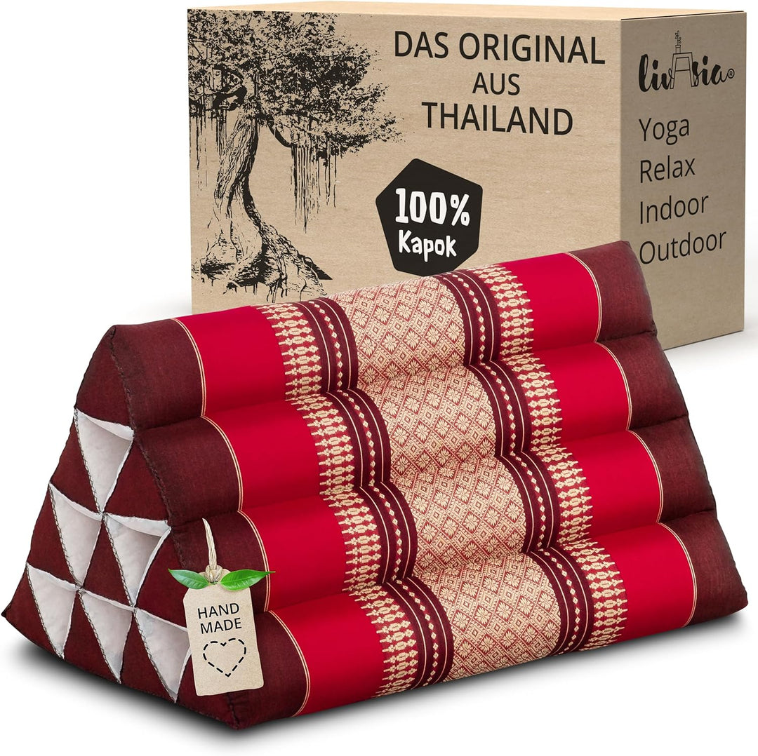 livasia Rückenstützkissen mit Muster, Dreieckskissen für den Garten, Keilkissen mit Kapok, vegan und