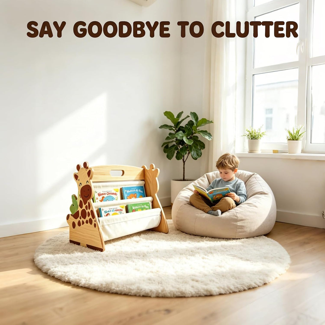 Beidseitiges Montessori Bücherregal Kinder Holz - Drehbares Kinder Bücherregal Klein - Schmal Kinder