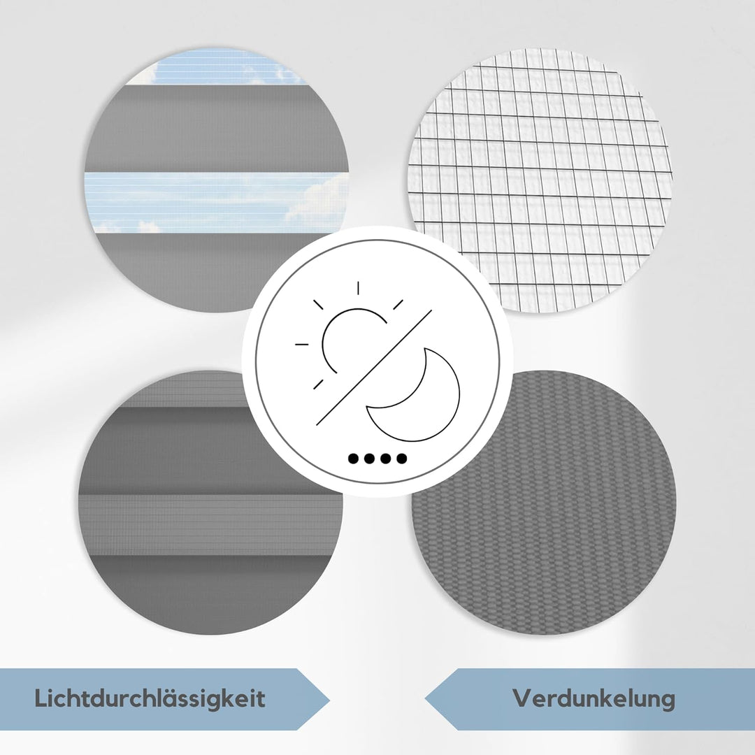 Zero Home - Premium Tag-Nacht-Rollo I ohne Bohren I Doppelrollo - Klemmfix I Hergestellt in der EU I