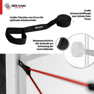 BRANK SPORTS® Widerstandsbänder-Set mit Griffen und 13 Teilen – Einstellbare Fitnessbänder als Set v