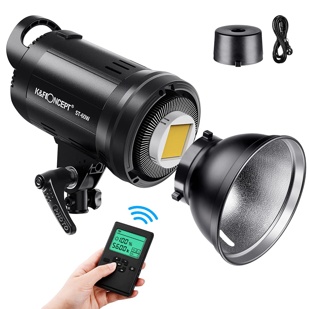 K&F Concept LED Studioblitz SL-60W CRI95+ LED 5600K LED Video Licht mit Auslöser, Fernbedienung, Ein