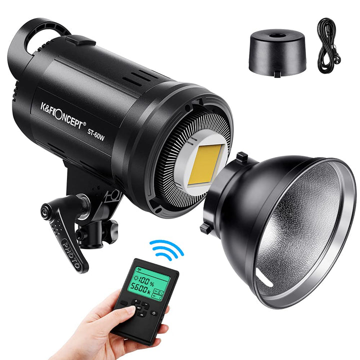 K&F Concept LED Studioblitz SL-60W CRI95+ LED 5600K LED Video Licht mit Auslöser, Fernbedienung, Ein