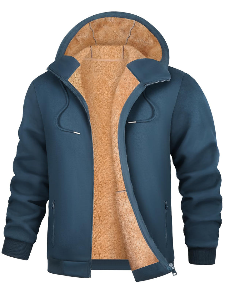 Xnova Sweatjacke Herren Fleecejacke Kapuzenpullover Zipper Hoodie Casual Bequemes und Warmes Übergan