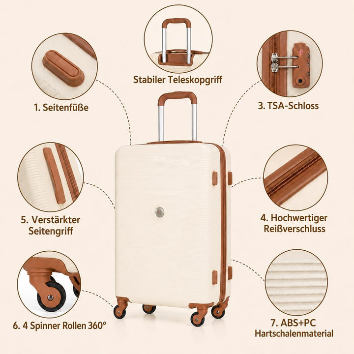 Travelhouse Bari Premium Kofferset 6-teilig – Robust & leichtes ABS Hartschalen Trolley Set mit 4 Ko