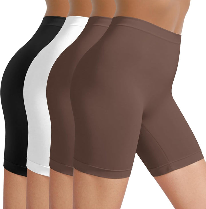 TIICHOO Radlerhose Damen Kurze Unter Kleid Anti Scheuer Sommer Leggings Kurz 4er Pack L 1schwarz/1we