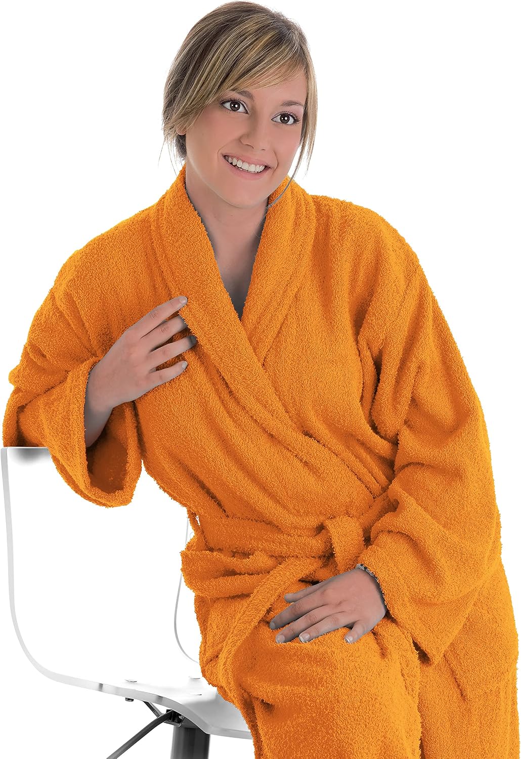 Bademantel für Damen, Herren, Unisex, Frottee 100% Baumwolle 400 gr, Flauschig, Kuschelig, Bunt, Lei