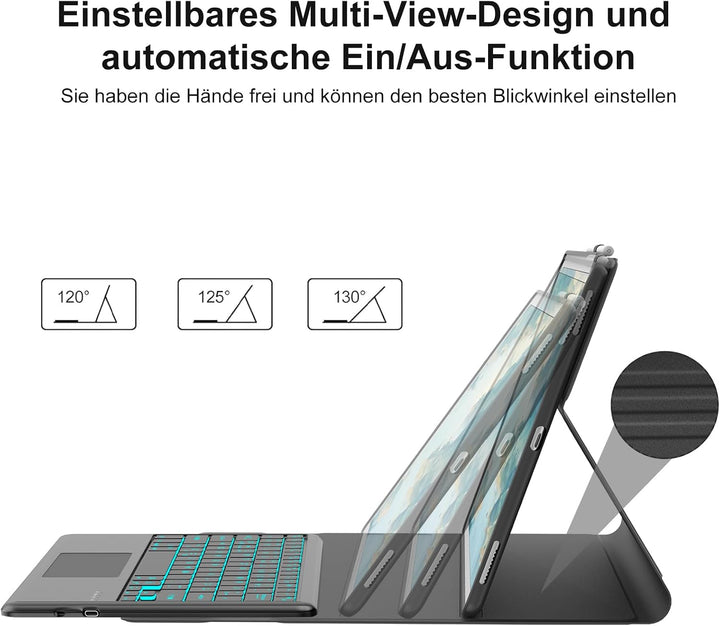 Tastatur Hülle für iPad Pro 12.9 Zoll 1./2. Generation Touchpad/Beleuchtung | Deutsches QWERTZ Layou