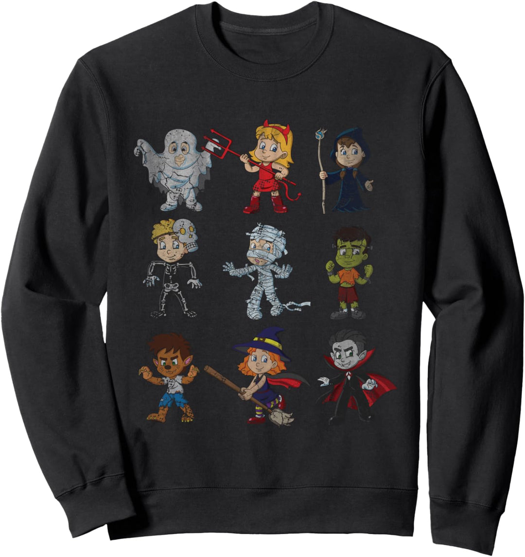 Halloween Monsters and Creatures Vampire Mummy Witch Sweatshirt