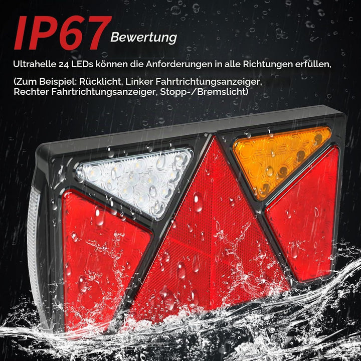 Yuanjoy 2 Pack 12V 24V PKW-Anhänger LED Rückleuchten Satz mit E-Prüfzeichen, Wasserdicht LKW Rücklic