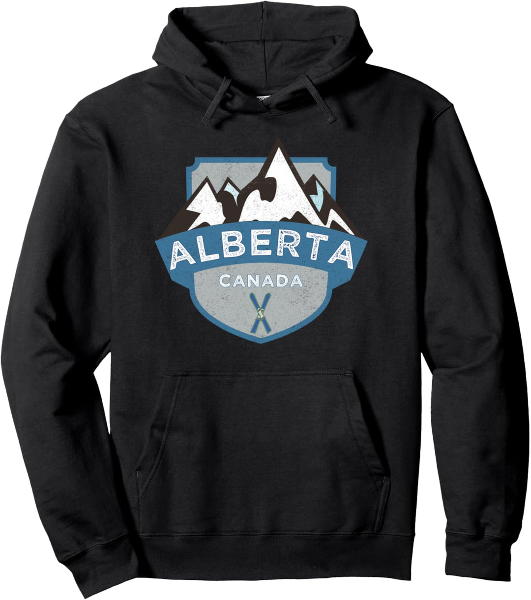 Vintage Alberta, Canada Illustration / Retro Logo Ski Pullover Hoodie