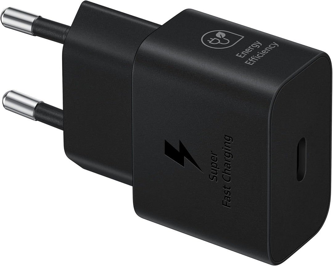 Samsung Schnellladeadapter, Energieeffizientes Ladegerät mit USB-C Datenkabel, 25 Watt, Schwarz, EP-