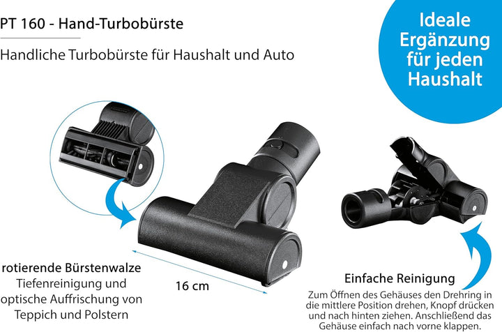 Wessel-Werk PT160 Hand-Turbobürste 35mm | Staubsaugerdüse | Ideal für Haustierbesitzer | für Polster