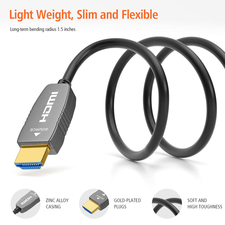 8K CL2 HDMI Glasfaserkabel 15M, Zertifiziert HDMI 2.1 Ultra High Speed 48 Gbit/s, 8K@60Hz, 4K@120Hz,