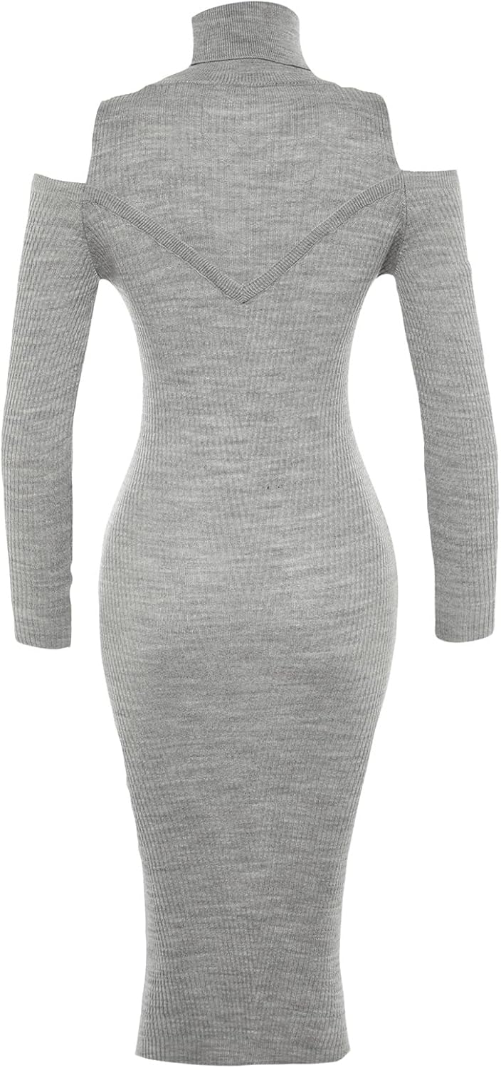 Trendyol Damen Basic Regular Fit Woven Dress Midi, Normale Passform, gewebtes Kleid S Gray, S Gray