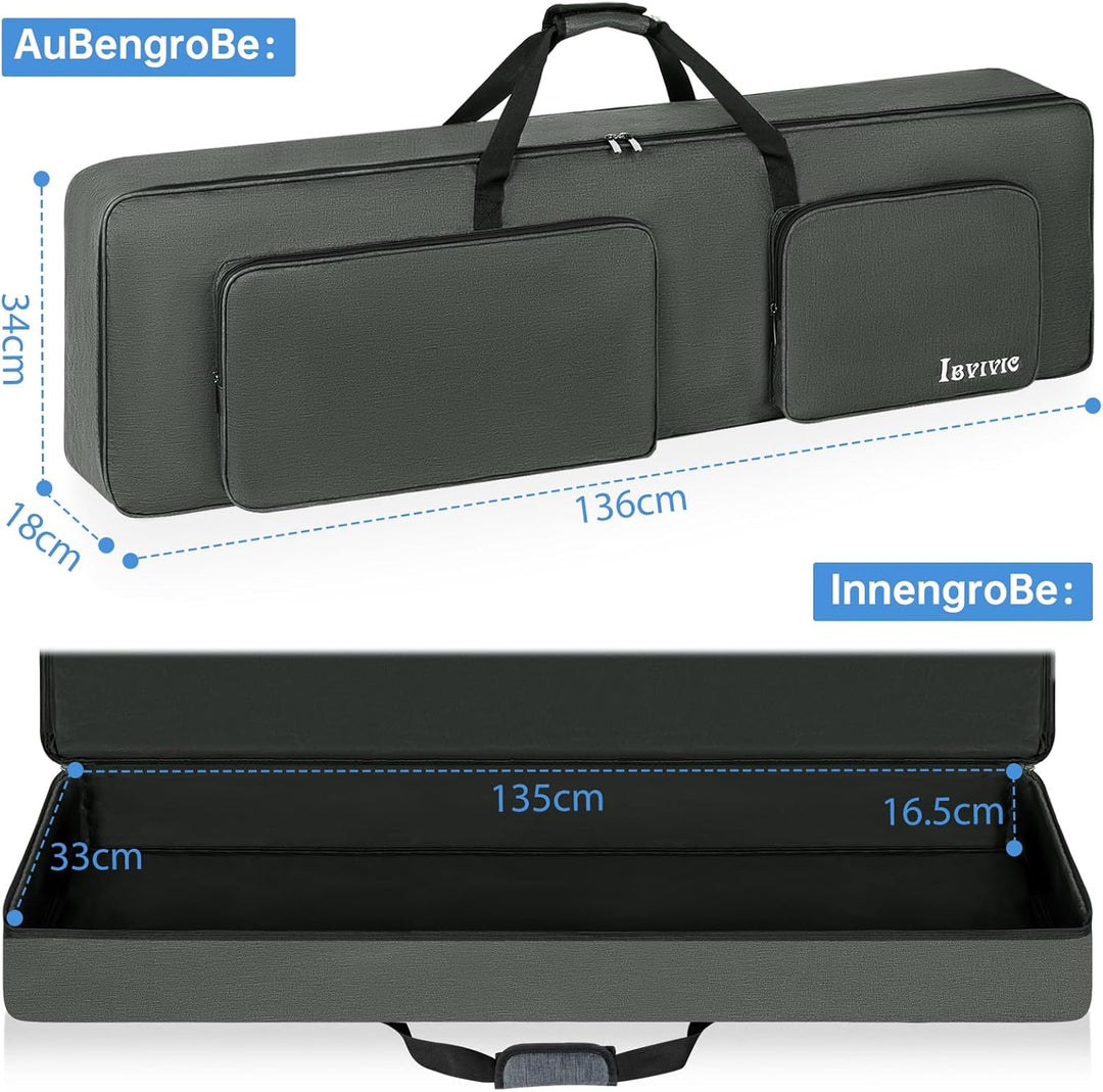 88 Keyboard Tasche Zwei Möglichkeiten Zum Tragen,138 x 36 x 17 cm Keyboard Piano Tasche,600D Waterpr