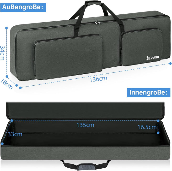 88 Keyboard Tasche Zwei Möglichkeiten Zum Tragen,138 x 36 x 17 cm Keyboard Piano Tasche,600D Waterpr
