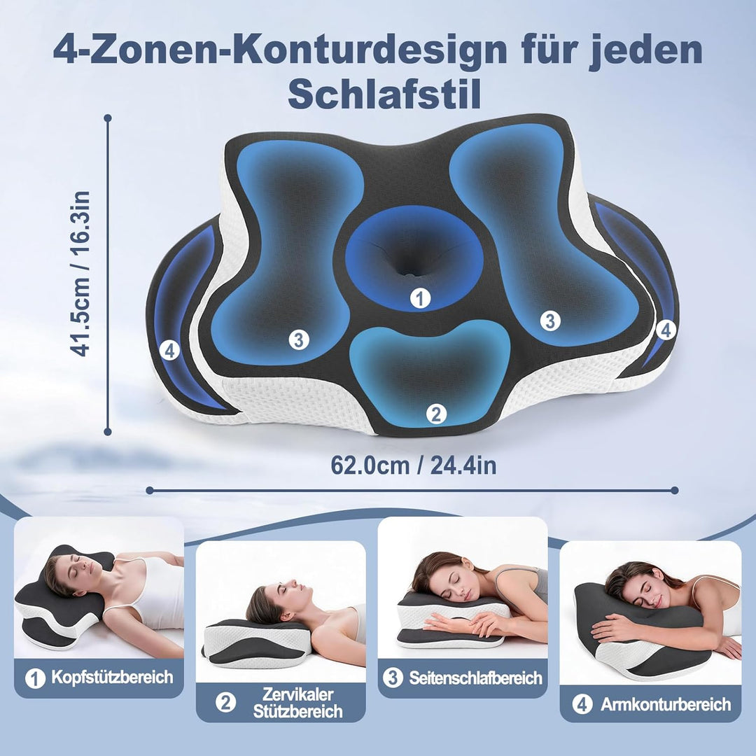 Orthopädische Kissen, Ergonomisches Kopfkissen, aus hochwertigem Memory Foam, mit Atmungsaktivem, Ab
