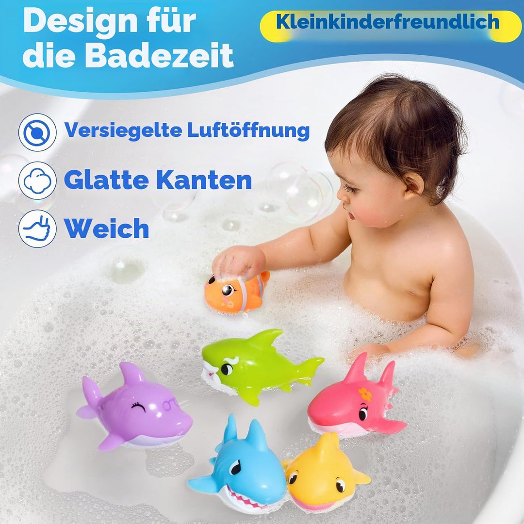 Oriate Infantino Badewannenspielzeug，6PCS Shark Meerestiere Figuren Baby Spielzeug，Kinderdusche Pool