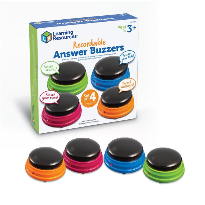 Learning Resources LER3769 Resources Buzzer mit Aufnahmefunktion (4 Stück), (Umverpackung kann abwei