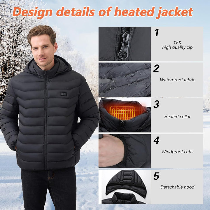 Mincoo Beheizbare Jacke Herren Damen, Winter Elektrische Herren Beheizte Jacke USB Lade Heizmantel M
