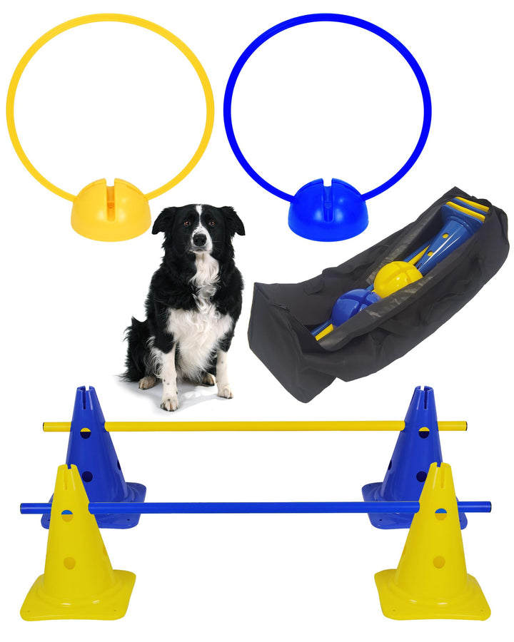 Agility Set für kleine Hunde & Welpen – Trainingsset mit Reifen, Hürden, X-Fuss & Tasche – ideal für