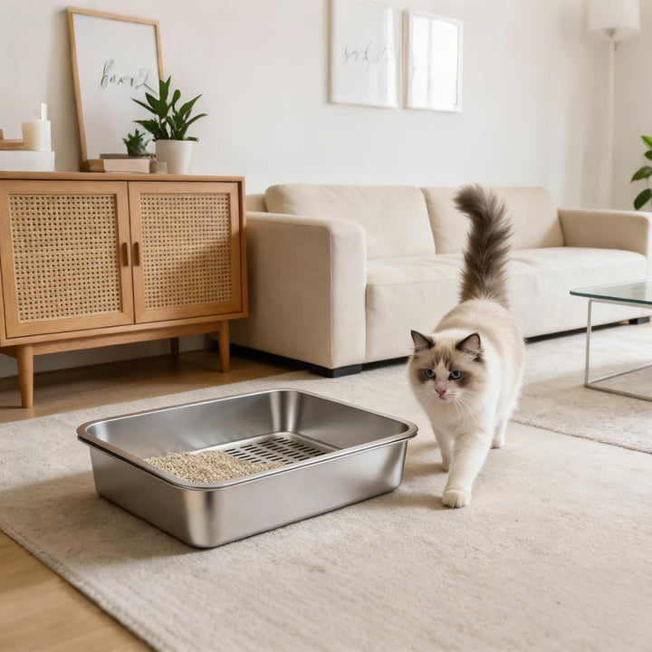 Katzenklo Edelstahl, Katzentoilette Edelstahl Offen, Metall Katzenklo für Katzen Aller Grössen &amp; Kan