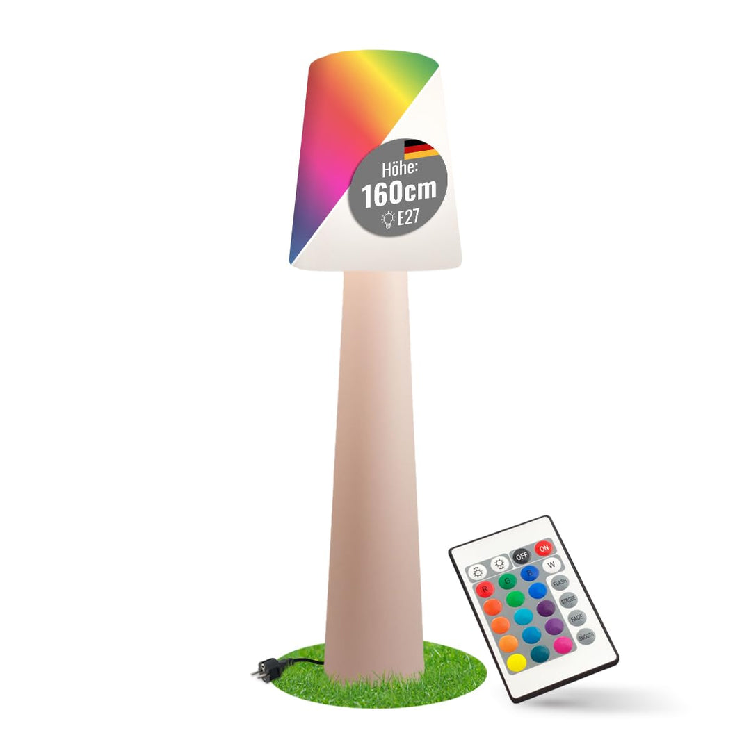 8 seasons design LED Stehlampe No. 1-160cm gross (Rosa), E27, RGB Farbwechsel, dimmbar, Fernbedienun