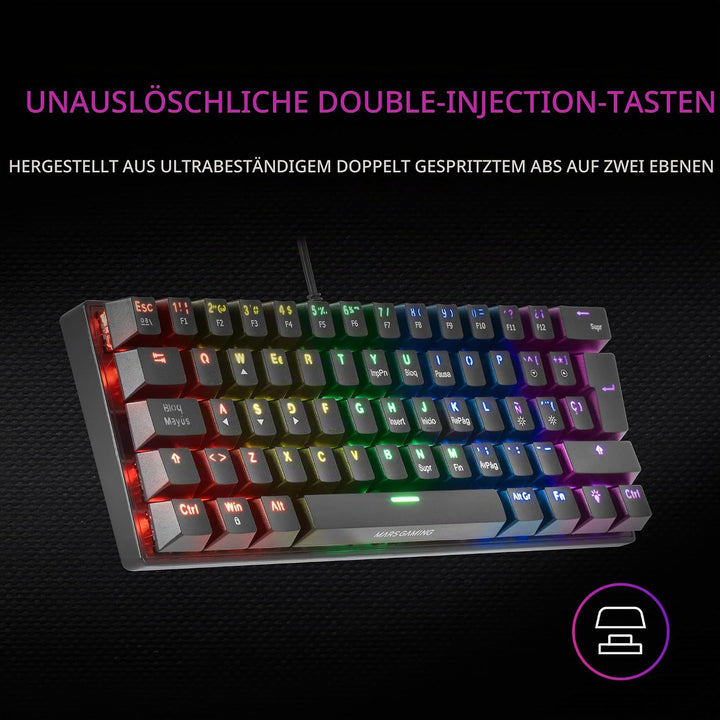 Mars Gaming MK60 Schwarz, Italienisch Sprache, Mechanische Gaming Tastatur FRGB, Antighosting, Switc