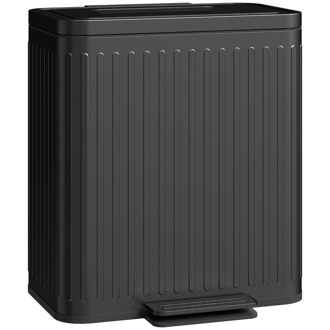 HOMCOM Mülleimer Küche 2 x 20 Liter Treteimer mit Abfallsortiersystem, Soft-Close-Deckel, Offenhalte
