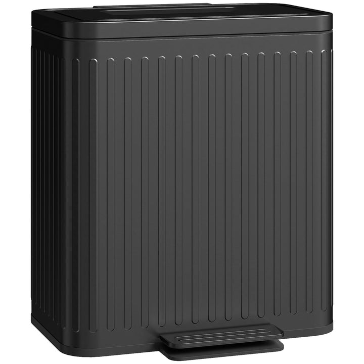 HOMCOM Mülleimer Küche 2 x 20 Liter Treteimer mit Abfallsortiersystem, Soft-Close-Deckel, Offenhalte