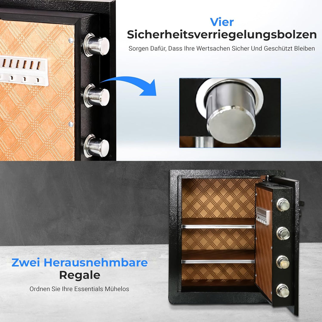 SereneLife 39L Tresor Für Zuhause, Safe- Feuerfest & Wasserdicht, Digitaler Wandtesor Möbeltresor mi