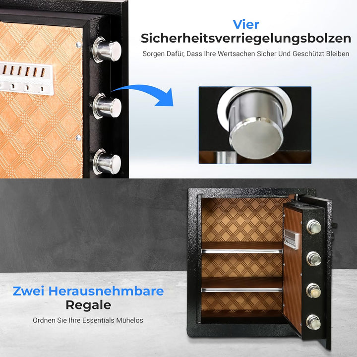 SereneLife 39L Tresor Für Zuhause, Safe- Feuerfest & Wasserdicht, Digitaler Wandtesor Möbeltresor mi