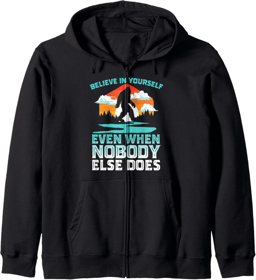 Bigfoot Believe In Yourself Vintage 80s Vibe Retro Sasquatch Kapuzenjacke